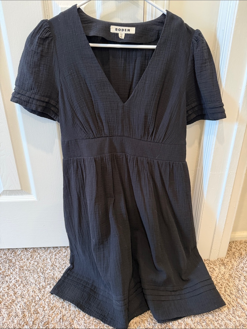 Boden Black Textured Mini Dress